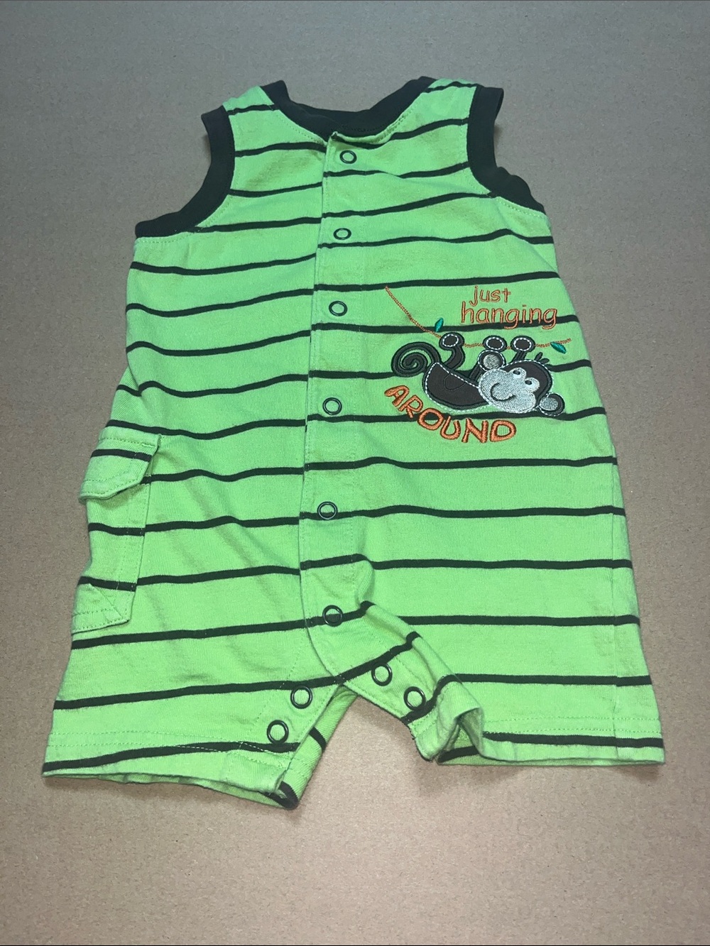 Carter's Green and Black Striped Snap Front Top